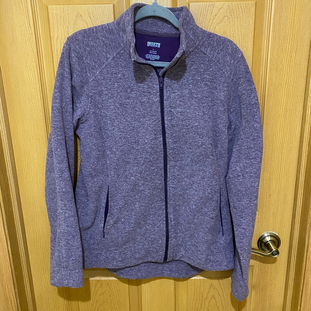 DULUTH TRADING Full Zip Up Purple Fleece Jacket Women's Size Large